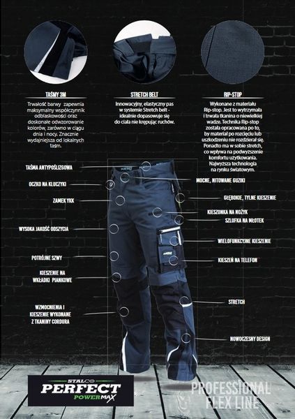 Spodnie robocze PROFESSIONAL FLEX LINE r. L zdjęcie 3