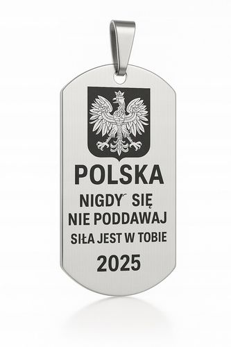 Srebrny łańcuszek męski nieśmiertelnik stal chirurgiczna 316L grawer na Arena.pl
