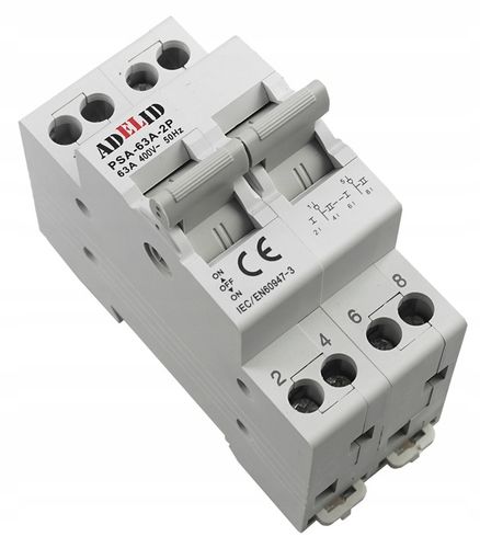 PRZEŁĄCZNIK WYBORU ZASILANIA SIEĆ-AGREGAT INSTALACYJNY 2P 63A 1-0-2 na Arena.pl