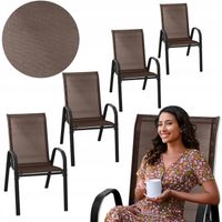 Krzesła Ogrodowe na Taras Balkon Altankę do Ogrodu Brązowe WARNA 4 szt