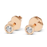 kolczyki z różowego złota 585 z diamentem (brylantem) 0,09 ct lab