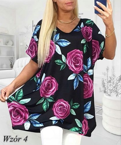 LUŹNA KOBIECA TUNIKA BLUZKA PLUS SIZE V dekolt XL/XXL różne wzory mix 702 na Arena.pl