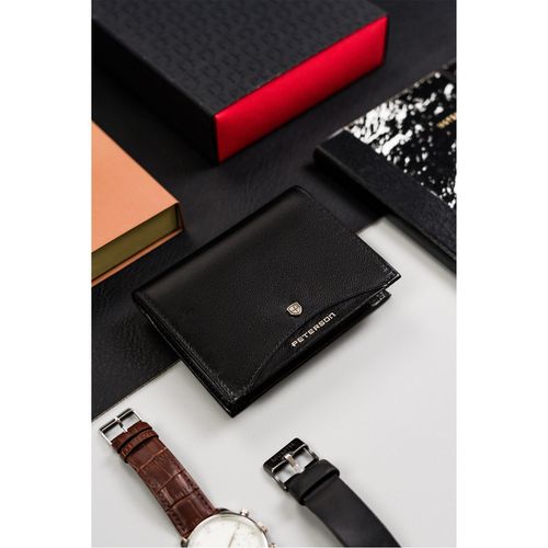 klasyczny, skórzany portfel męski bez zapięcia zewnętrznego - peterson na Arena.pl