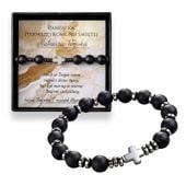 Bransoletka Męska Różaniec Czarny Onyks Prezent na Bierzmowanie Komunię