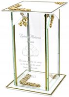 Ekskluzywny znicz szklany złoto biały PERSONALIZOWANY GRAWER dla ŻONY