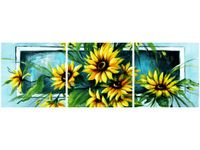 90 80CM OBRAZ T3 ELEM SŁONECZNIKI TURKUSIE DRUK ŚCIENNY