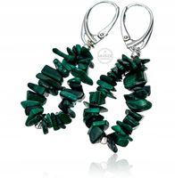 Malachit Naturalny Piękne Kolczyki Srebro