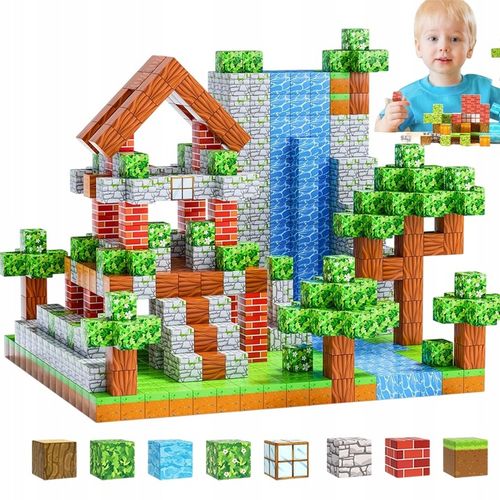 3D MAGNETYCZNY KLOCKI ZABAWKA MINECRAFT LEŚNY MONTESSORI 100 STZ na Arena.pl