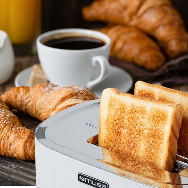 TOSTER OPIEKACZ RETRO 1000W NA 2 TOSTY BIAŁY/ZŁOTE ELEMENTY MUSE MS-130W zdjęcie 4