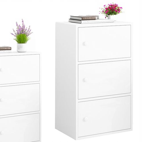 NOWOCZESNA POJEMNA KOMODA SZAFKA DUŻA BIAŁA SKANDYNAWSKI LOFT RETRO 3 PÓŁKI na Arena.pl