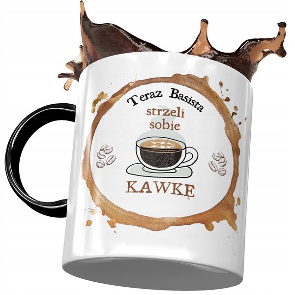 Kubek Czarny Dla Basisty Strzeli Sobie Kawkę Z Nadrukiem Ze Zdjęciem zdjęcie 1