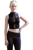 Czarna bluzka, koronkowy przód - 36 / S