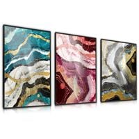 ZESTAW 3x Plakat Kolorowa ABSTRAKCJA Styl Glamour 30cm x 40cm