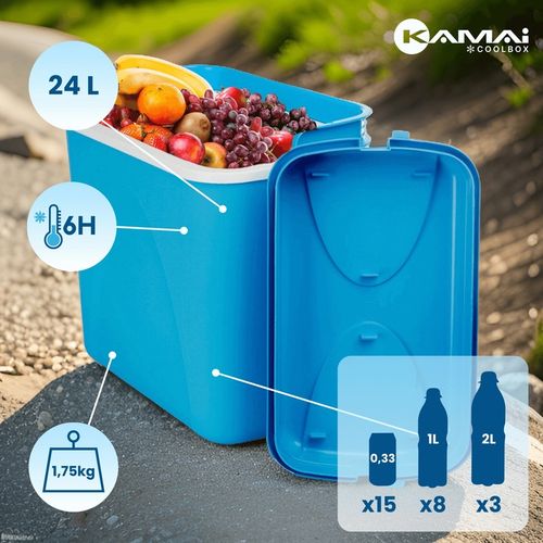 LODÓWKA TURYSTYCZNA 24L na WKŁADY MROŻĄCE niebieska do AUTA kampera PODRÓŻY na Arena.pl