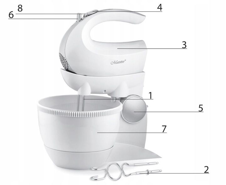 MOCNY Mikser MAESTRO Robot kuchenny Z MISĄ OBROTOWĄ 5 biegów TURBO 600W zdjęcie 11
