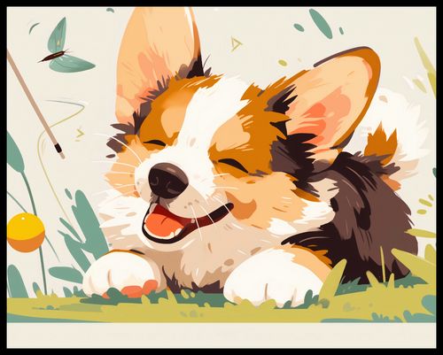 Plakat 76x60,5cm Beztroski Corgi na Arena.pl