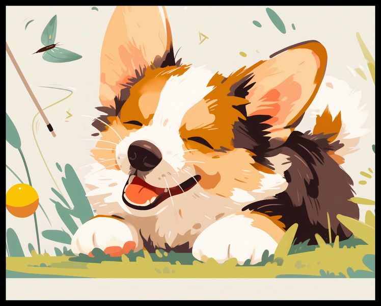 Plakat 76x60,5cm Beztroski Corgi zdjęcie 2