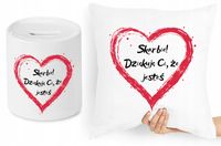 Na Walentynki Zestaw Poduszka + Skarbonka Prezent Z Nadrukiem Ze Zdjęciem