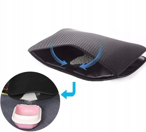 MATA WYCIERACZKA POD KUWETĘ DLA KOTA NA ŻWIREK XXL PODKŁADKA CZARNA 60x45 na Arena.pl