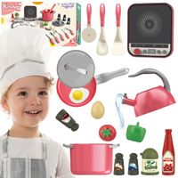 WOOPIE Zestaw Małego Kucharza Indukcja Garnki Patelnia Czajnik Różowy 30el.