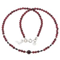 Naszyjnik - Granat, Turmalin czarny, Hematyt i srebro