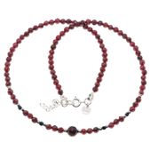 Naszyjnik - Granat, Turmalin czarny, Hematyt i srebro