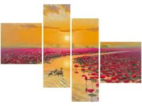 100 70CM OBRAZ 4 ELEM KACZKI LILIACH DRUK PŁÓTNO RAMA