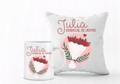 Walentynkowy Zestaw PODUSZKA i KUBEK prezent TWOM NAPISEM nadrukiem