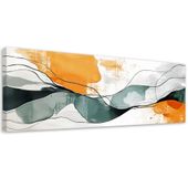 Obraz na płótnie, Abstrakcja Linie Plamy Pomarańczowy Turkus 90x30