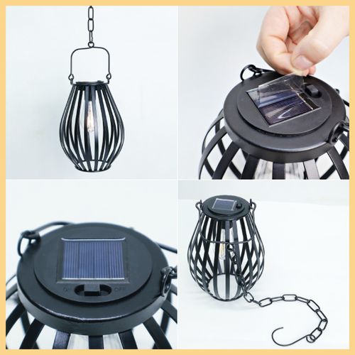 Lampa Solarna Wisząca Ogrodowa Retro Metalowa Owalna Ciepła Biel IP44 na Arena.pl