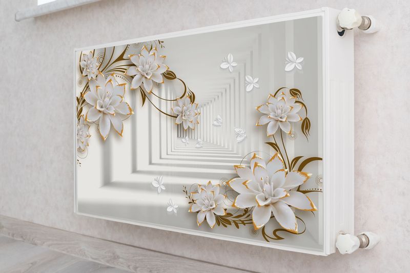 MATA Magnetyczna Na Kaloryfer Tunel 3D Kwiaty Motyle 90cm x 60cm zdjęcie 4