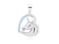 Rodowany srebrny wisior wisiorek jednorożec unicorn cyrkonia błękitne cyrkonie srebro 925 Z1730C_AQW