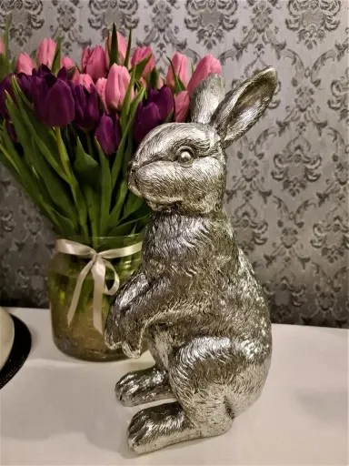 FIGURKA OZDOBNA - SREBRNY ZAJĄC KRÓLIK model I zdjęcie 2