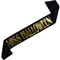 Miss Halloween - czarna szarfa ze złotym nadrukiem