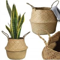 DUŻY KOSZ Z TRAWY MORSKIEJ PLECIONY WIKLINOWY OSŁONKA NA DONICĘ DO