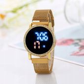 MODNY STYLOWY ZEGAREK DAMSK LED CYRKONIE MESH IDEALNY PREZENT NA WALENTYNKI