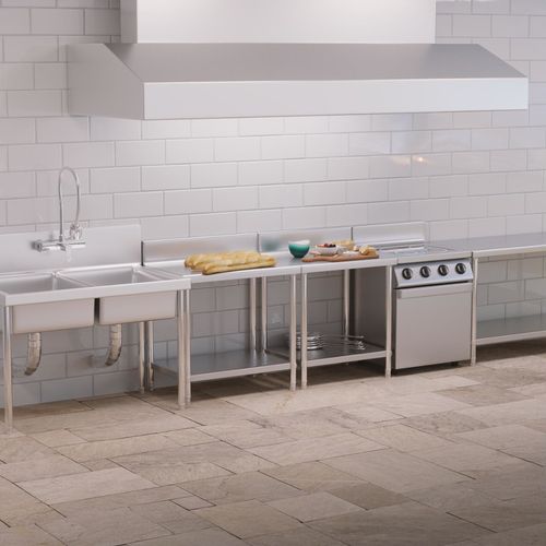 Stół blat roboczy stalowy nierdzewny przyścienny z rantem i półką 90x60cm na Arena.pl