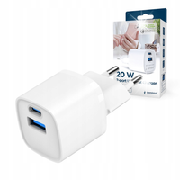 MAŁA ŁADOWARKA DO TELEFONU ZASILACZ SIECOWY 2x USB-C USB 20W PD QC 3.0