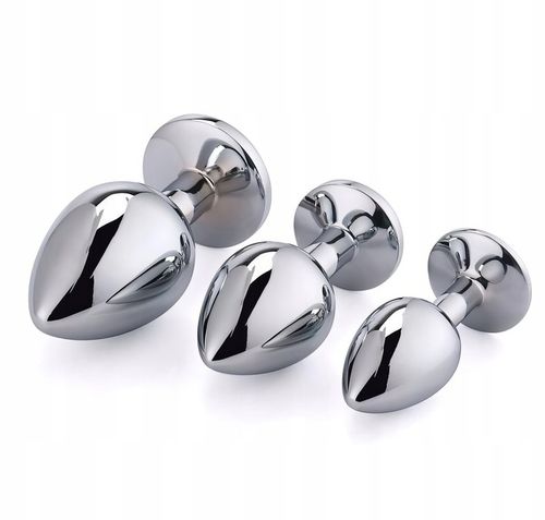 Zestaw 3 Korków Analnych Stalowych Plug S M L Granatowy Kryształ Diamencik na Arena.pl