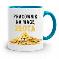 Pracownika Robotnika Kubek Błękitny Na Wagę Złota Z Nadrukiem Ze Zdjęciem