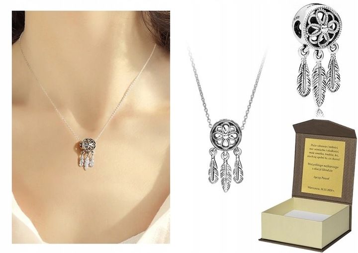 Srebrny łańcuszek naszyjnik 45 cm ŁAPACZ SNÓW LC1 zdjęcie 1