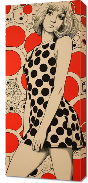 Obraz 40x90cm Czerwone Kropki zdjęcie 1