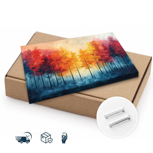 Obraz Na Płótnie Do Salonu Jesienny Las Akwarela Abstrakcja 120cm x 80cm na Arena.pl