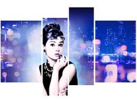 OBRAZ USTA AUDREY HEPBURN PANORAMA MIASTA NIEBIESKI