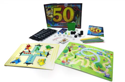 50 gier - zestaw gier planszowych zręcznościowych i karcianych dla dzieci na Arena.pl