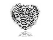 Rodowany srebrny charms do pandora ażurowe serce serduszko heart usta mouth srebro 925 QS0079MS