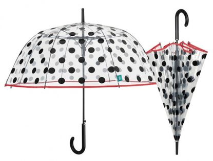 Przezroczysta GŁĘBOKA parasolka automatyczna Perletti, GROCHY
