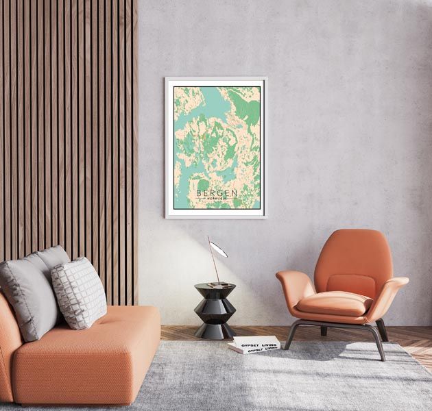 Bergen mapa kolorowa - plakat 60x80 cm zdjęcie 3