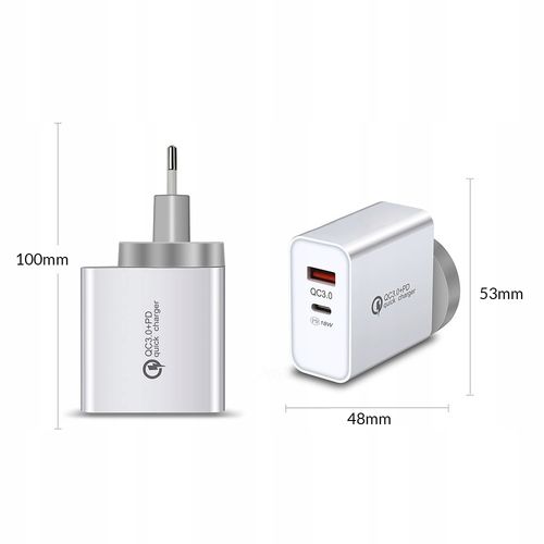 SZYBKA ŁADOWARKA TYP C Quick Charge 3.0 + USB A na Arena.pl