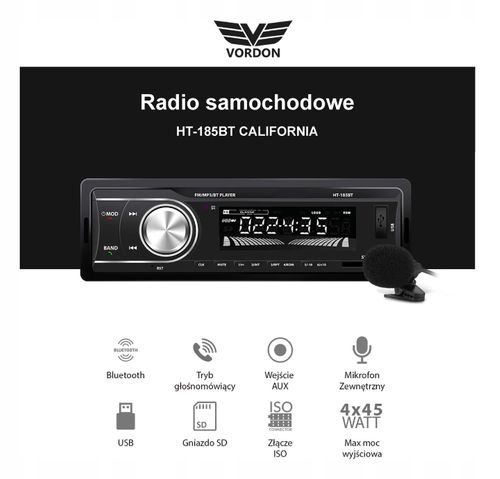 Radio samochodowe 1din VORDON HT185BT bluetooth na Arena.pl